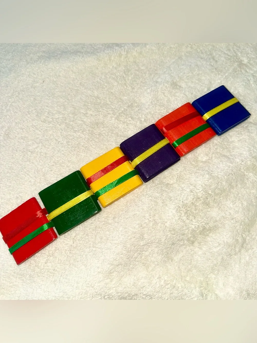 Wooden Jacobs Ladder Toy Rainbow Retro Vintage Kinetic Illusion Fidget Blocks